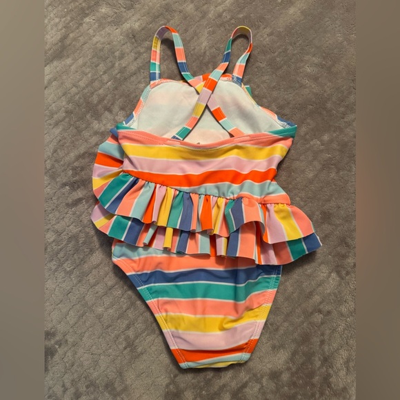 Cat & Jack Multicolor Striped Kids Swim One Piece - Picture 2 of 5